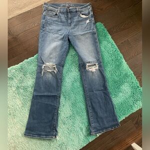 Distressed Blue Jeans 16 LONG SKINNY KICK